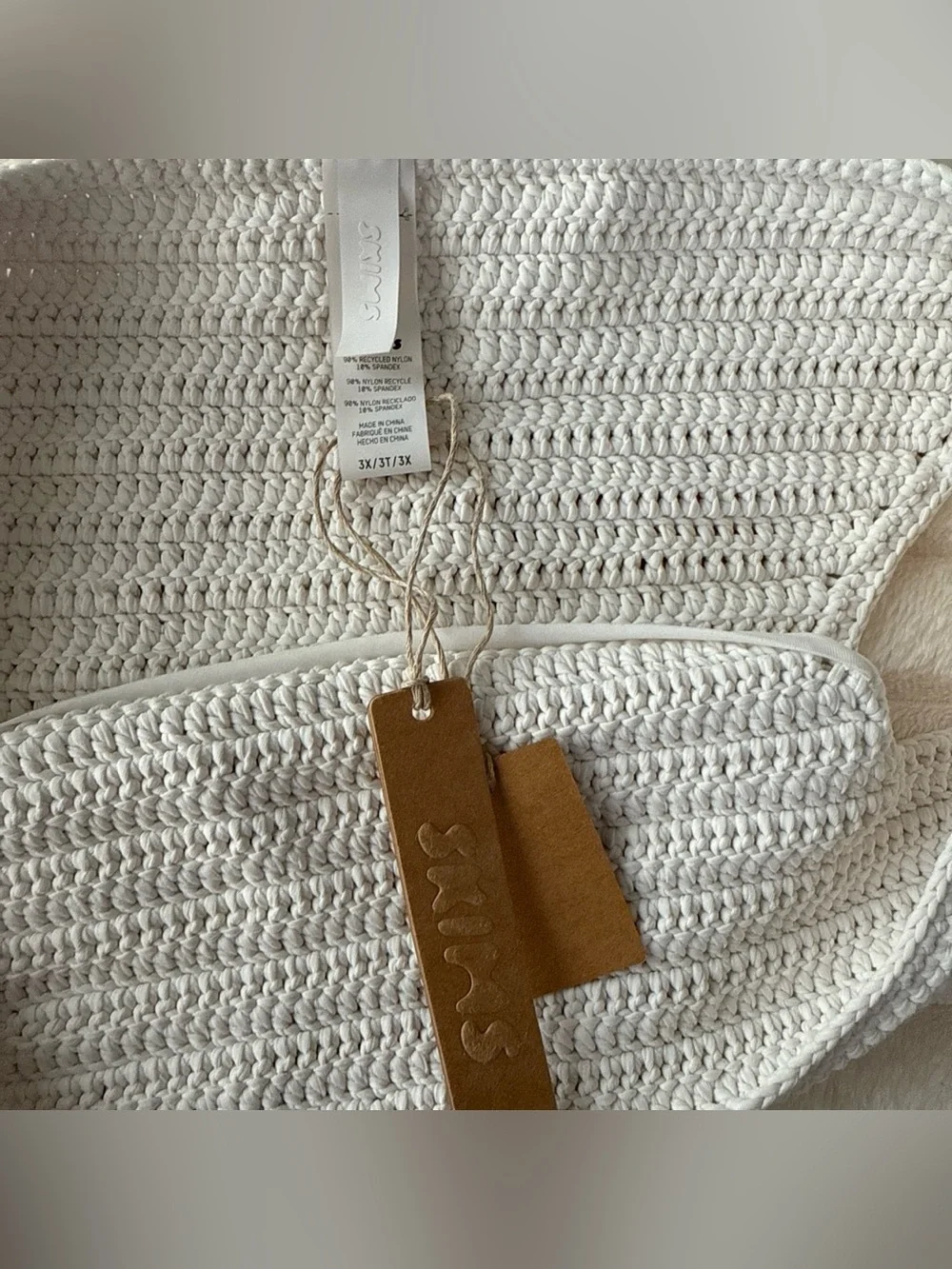 NWT SKIMS Crochet Swim Bikini Bottoms White Textured 3X Size